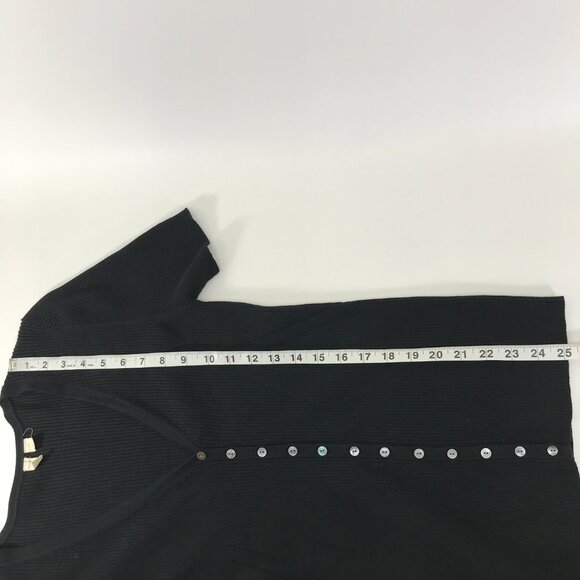 Moth by Anthropologie Rib Knit Button Up Top Women's Large Black Stretch Casual - Picture 7 of 9